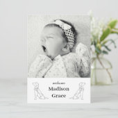 折り紙犬ユニセックスベビー写真誕生のお知らせ 案内状 (スタンド正面)