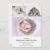 折り紙犬ユニセックスベビー写真誕生のお知らせ 案内状 (裏面)