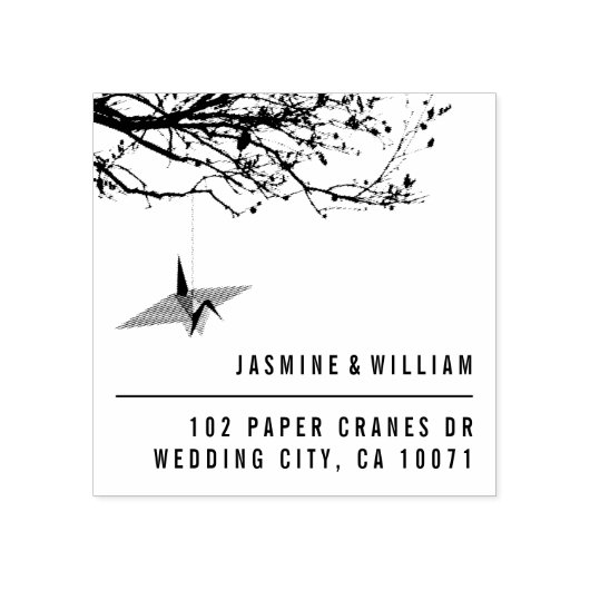 折り紙紙クレーンとブランチ結婚アジア ラバースタンプ (インプリント)