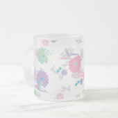 折り紙紙クレーンと花フロストマグカップ フロストグラスマグカップ (正面左)