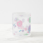 折り紙紙クレーンと花フロストマグカップ フロストグラスマグカップ (中央)