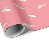 折り紙紙クレーンサーモンピンク包み紙 ラッピングペーパー (ロールコーナー)