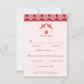 折り紙紙クレーン桜フラワーズアジ結婚アン 出欠カード (正面)