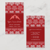 折り紙紙クレーン&レッド桜さくらんぼの花 名刺 (正面/裏面)