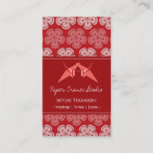 折り紙紙クレーン&レッド桜さくらんぼの花 名刺 (正面)