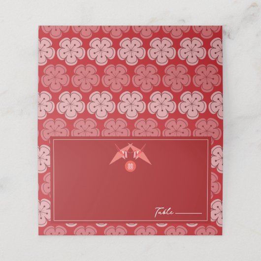 折り紙紙クレーン&レッド桜アジア結婚ズ プレイスカード (外部開封)