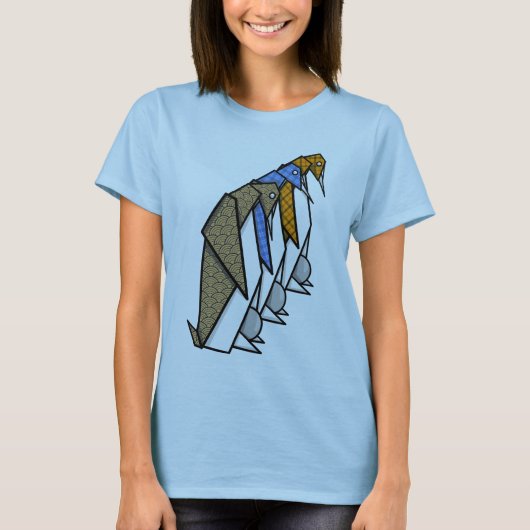 折り紙紙折り畳みパテレンドペンギン Tシャツ (正面)