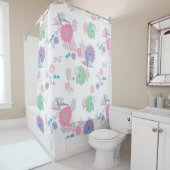 折り紙紙鶴と花 シャワーカーテン (インサイチュ)