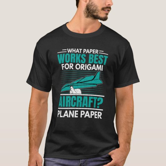 折り紙航空機おもしろい航空宇宙技術士 Tシャツ (正面)