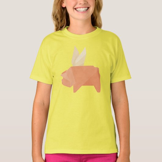 折り紙飛んでいる豚 Tシャツ (正面)