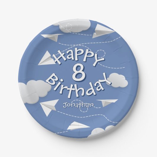折り紙飛行機 子供 誕生日 ペーパープレート (正面)