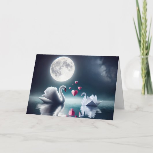 折り紙鳥付きアニバーサリースワン カード (正面)