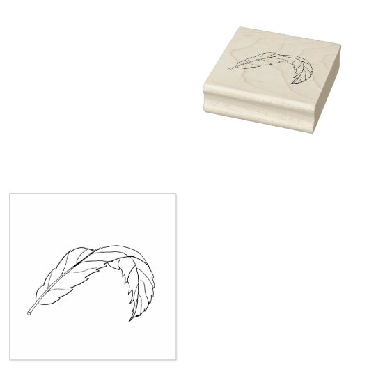 折り返されたリーフ無地のスタンプ、手書きイメージ ラバースタンプ (押印)