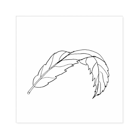 折り返されたリーフ無地のスタンプ、手書きイメージ ラバースタンプ (インプリント)