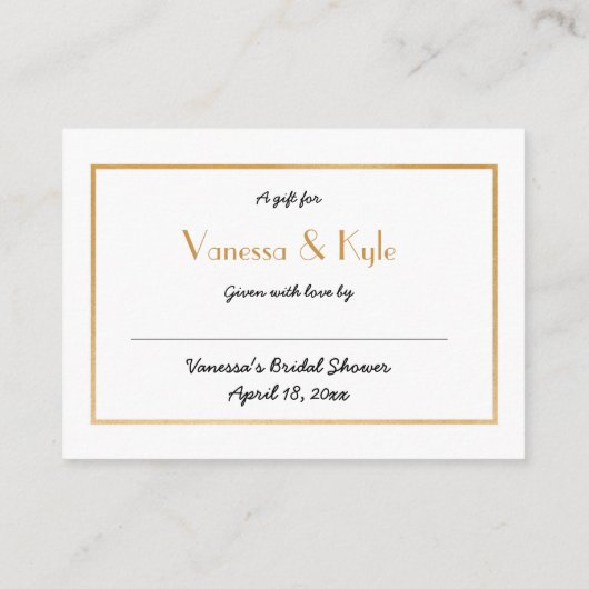 折り返しブライダルシャワー挿入カードなし+ラベル エンクロージャーカード (裏面)