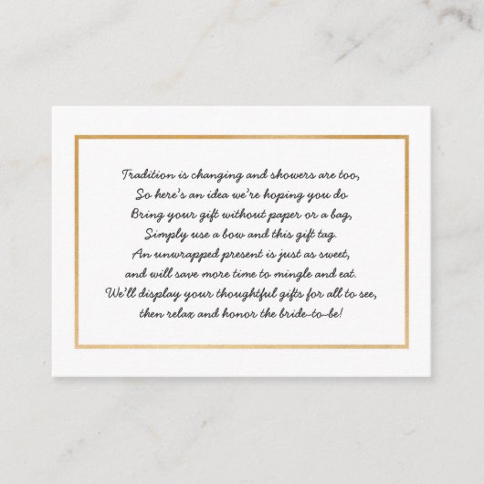 折り返しブライダルシャワー挿入カードなし+ラベル エンクロージャーカード (正面)