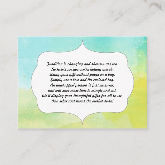 折り返し挿入カードの水色の青(緑) エンクロージャーカード (正面)