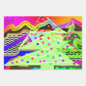 折り返し紙シートレター番号抽象芸術ツリー ラッピングペーパーシート (正面)