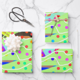 折り返し紙シートレター番号抽象芸術ツリー ラッピングペーパーシート