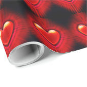 折り返し紙。赤と黒のハートデザイン。 ラッピングペーパー (ロールコーナー)
