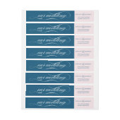 折り返エレガントしラベルのスクリプト|海軍とピンク ラップアラウンドラベル (シート)