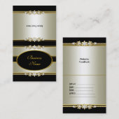 折り重ねエレガントクリーム金ゴールドブラック 名刺 (正面/裏面)