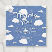 折り飛んでいる畳み紙飛行機のバースデ感謝していーザ フェイバータグ (正面)