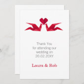 折り鶴の結婚サンキューカード 招待状 (正面/裏面)