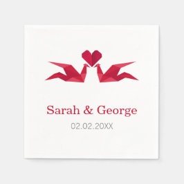 折り鶴の結婚ナプキンパーソナライズされた類 スタンダードカクテルナプキン