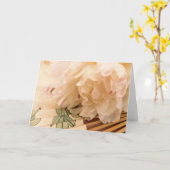 折るファンを持つシャクヤク カード (黄色い花)