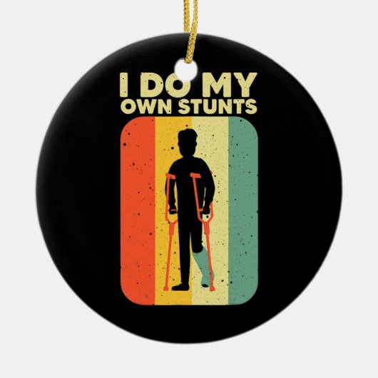 折れたクール脚デザイン男性へ女性折れた脚 セラミックオーナメント (正面)