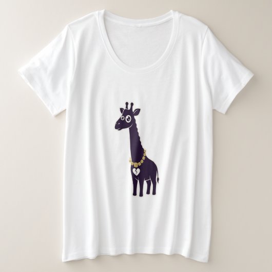 折れた心のキリン プラスサイズTシャツ (デザイン正面)