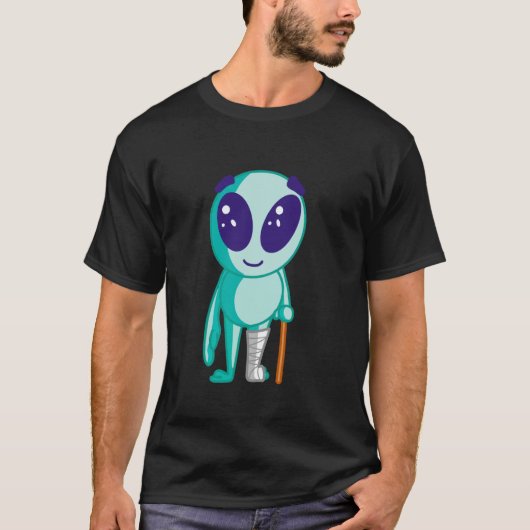 折れた足のエイリアン - 足の骨折けが Tシャツ (正面)