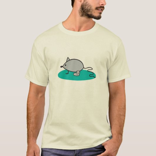 折れた足の可愛いねずみ Tシャツ (正面)