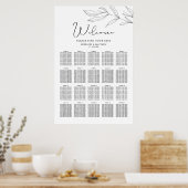 折れ線アートの葉の座席表 ポスター (キッチン)