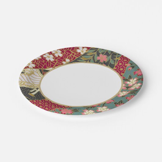 折日本のり紙の模様 ペーパープレート (アングル)