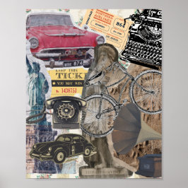 折曲げヴィンテージ項目コラージュ ポスター