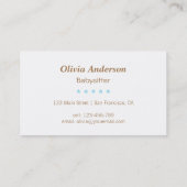 折畳み式ベッドのベビーシッターをする名刺のかわいい男の赤ちゃん 名刺 (裏面)