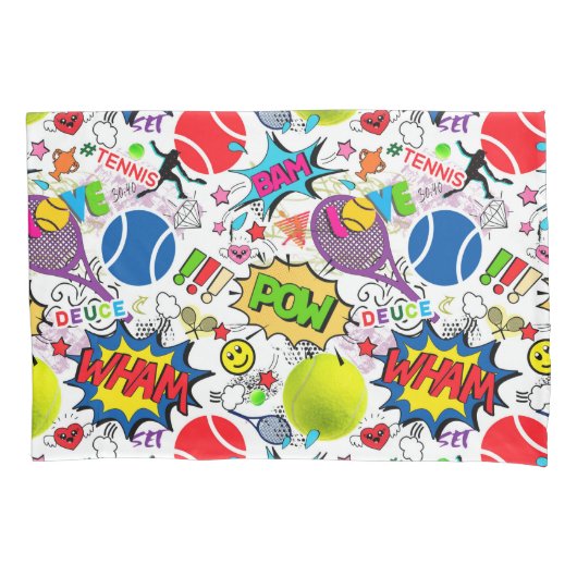 😍🤩折衷式テニス🎾柄 枕カバー (正面)
