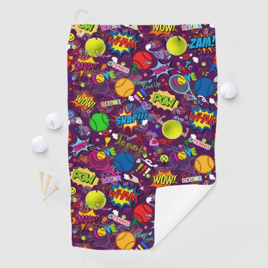 🎾折衷式テニス🎾模様パープル ゴルフタオル (インサイチュ)
