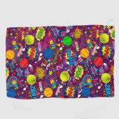 🎾折衷式テニス🎾模様パープル ゴルフタオル (横)