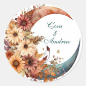 折衷的な水カラー花模様結婚式用シール ラウンドシール (正面)