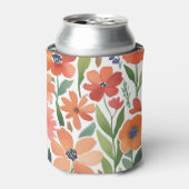 折衷的な水色フローラテラコッタワイルドフラワー 缶クーラー (缶正面)