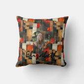 折衷的カスタムなの写真枕と茶色のパターン クッション (裏面)