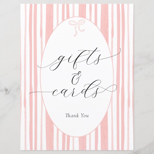 折衷的ストライプな赤ちゃんシャワーのギフトとカードのサイン (正面)