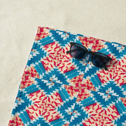 折衷的ボホレッドターコイズXタイル。 ビーチタオル (インサイチュ)