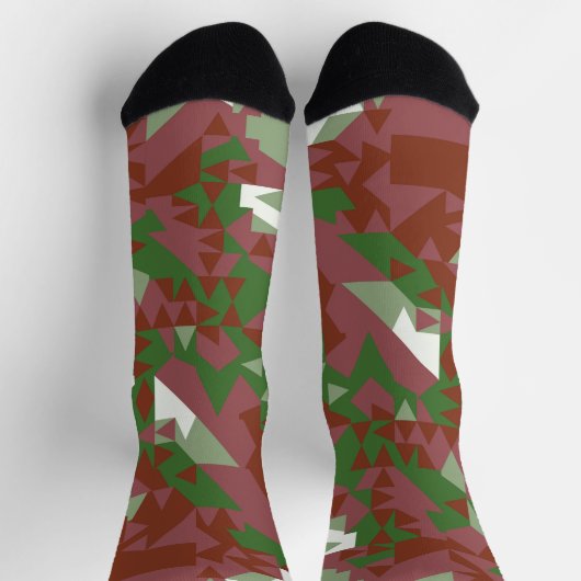 折衷的モダンレトロ幾何学的クリスマスパターン ソックス (上部)