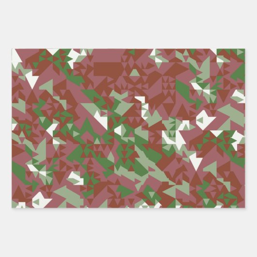 折衷的モダンレトロ幾何学的クリスマスパターン ラッピングペーパーシート (正面3)