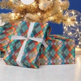 折衷的数々の色相ギフトアーガイルラップ ラッピングペーパー