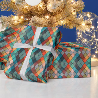 折衷的数々の色相ギフトアーガイルラップ ラッピングペーパー